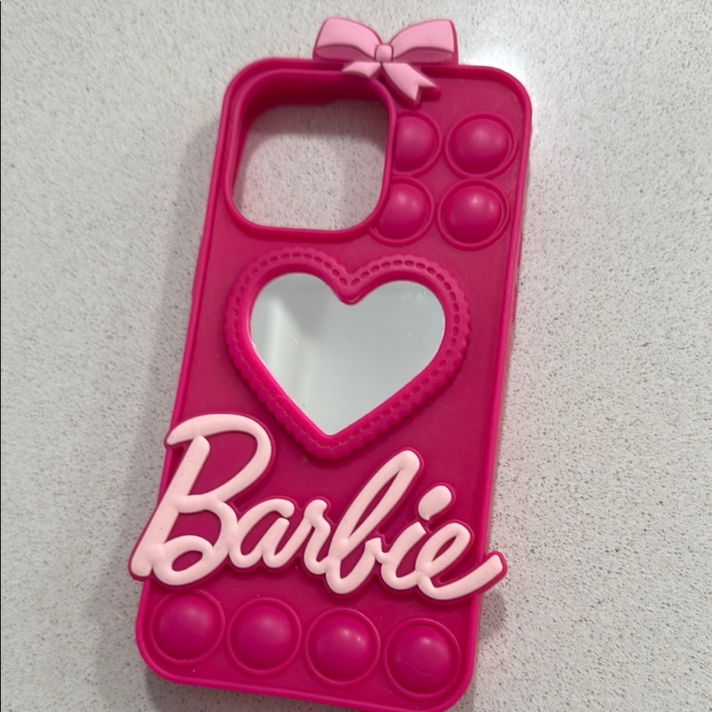14 Pro Max Barbie Pink Silicone Phone Case with Heart Cutout